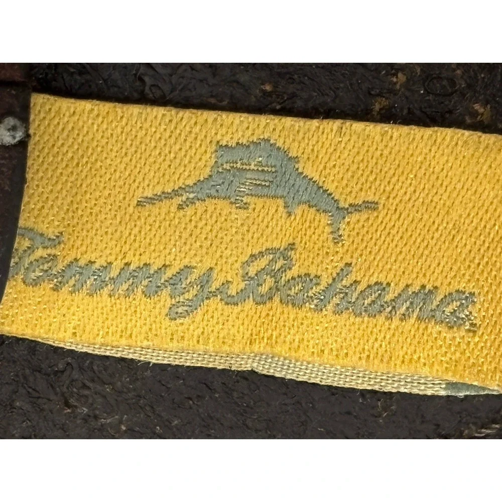 Tommy Bahama Canvas & Leather Belt Men's 40 Tan Brown Preppy Classic